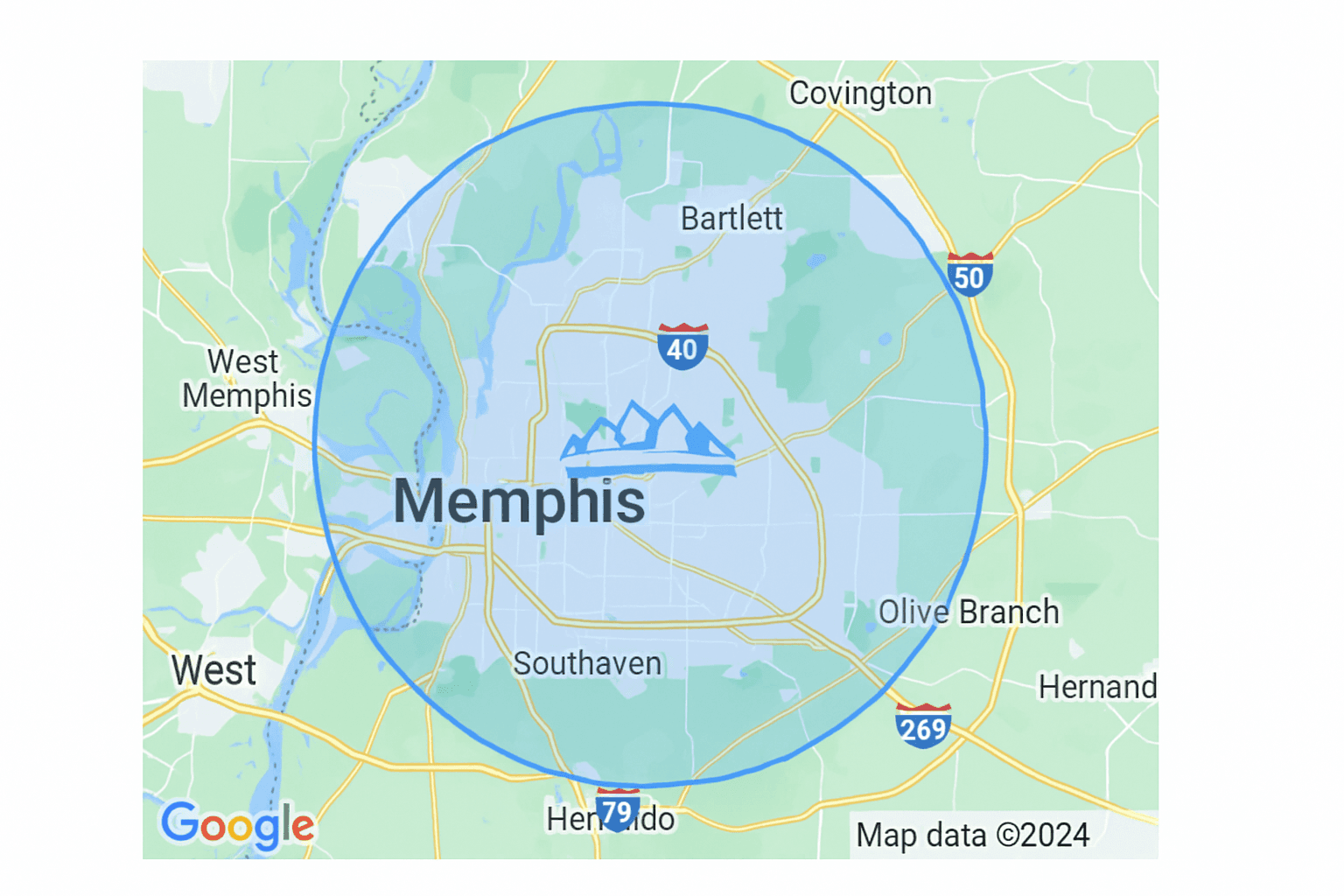 Mid-South service area map